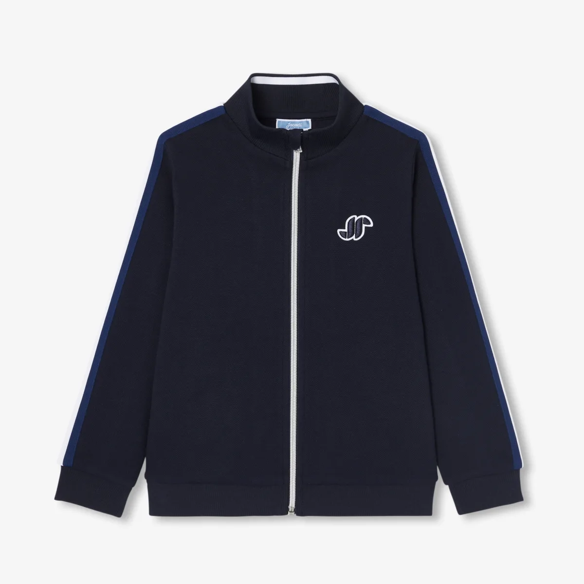 View 1 - Boy double-sided piqué zip-up sweatshirt