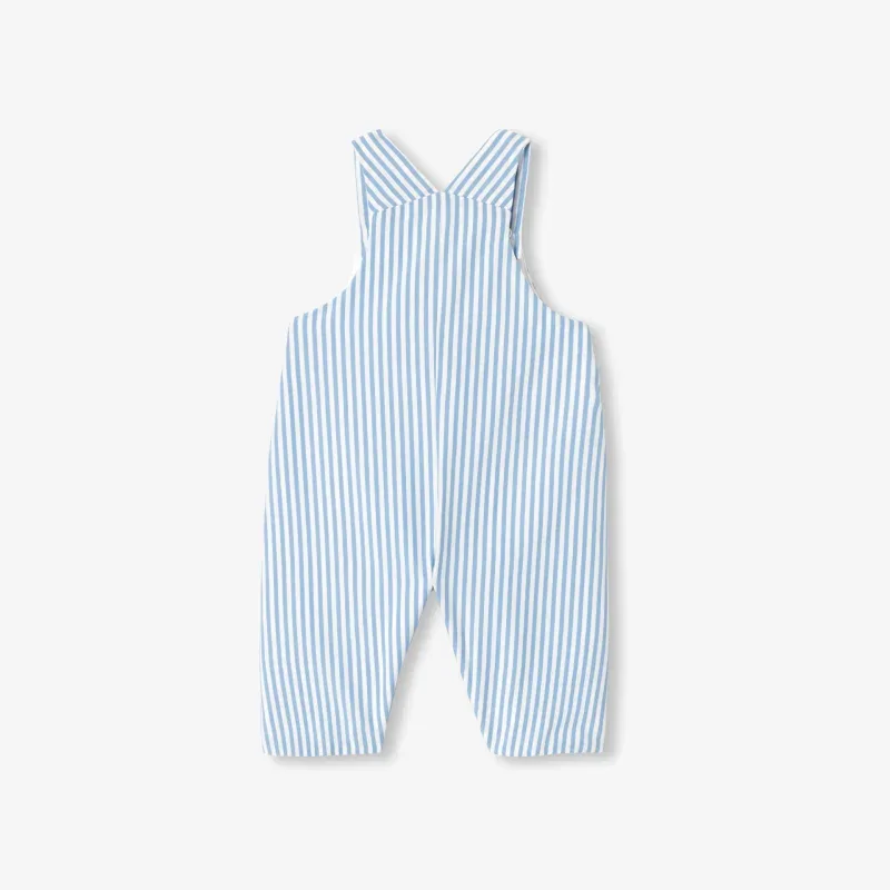 View 2 - Baby boy striped poplin overalls