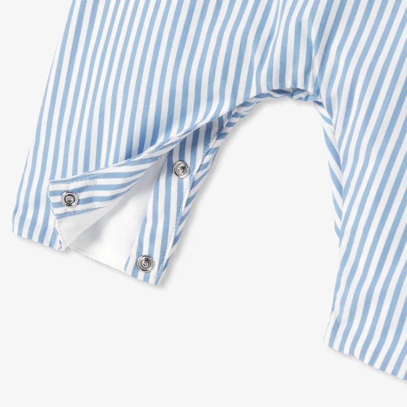 View 4 - Baby boy striped poplin overalls