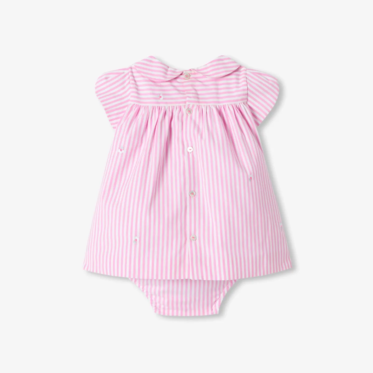View 2 - Baby girl short-sleeved striped poplin dress