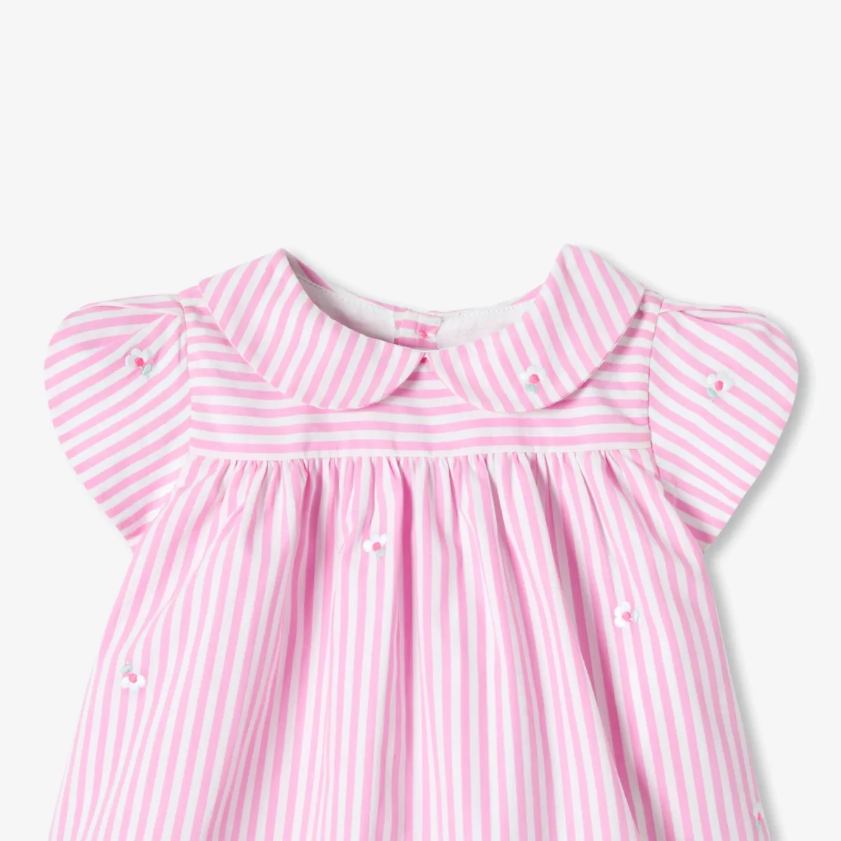 View 3 - Baby girl short-sleeved striped poplin dress