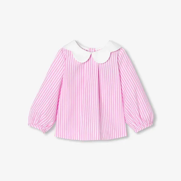 View 1 - Baby girl striped poplin blouse