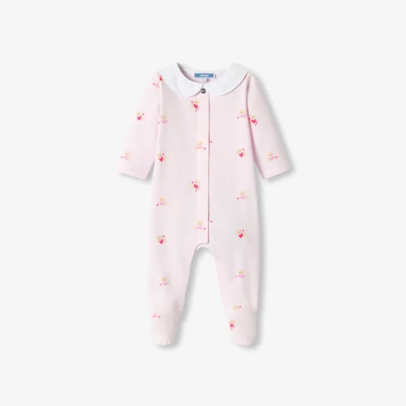 View 1 - Baby girl fleece pyjamas with cat and heart motifs