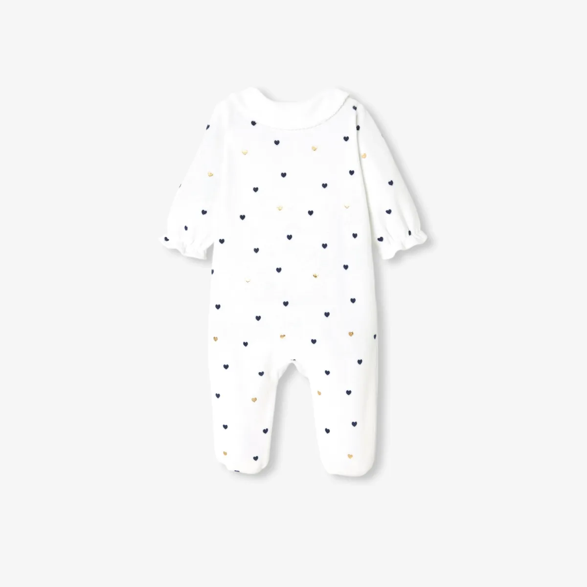 View 2 - Baby girl velvet pyjamas with Peter Pan collar