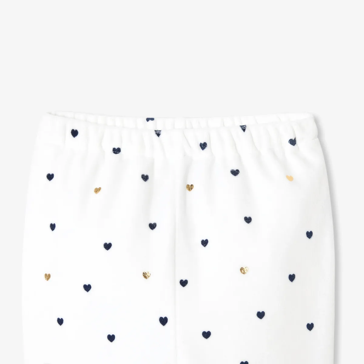 View 4 - Baby girl 2-piece heart motif velvet pyjamas