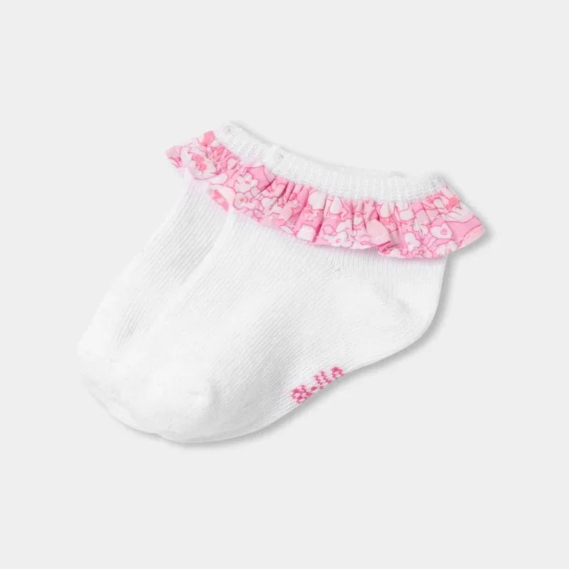 View 1 - Baby girl socks with Liberty fabric ruffle