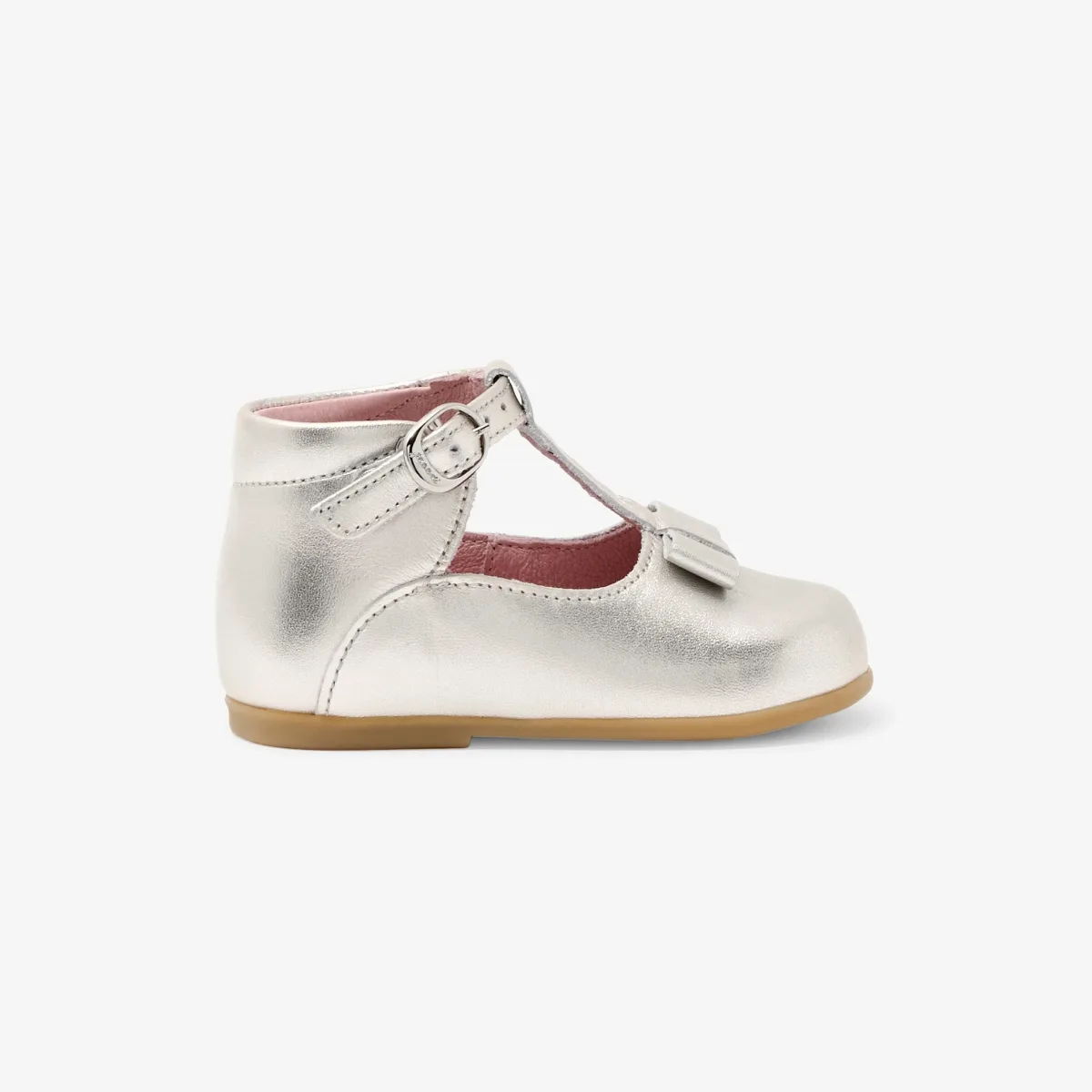 View 1 - Baby girl iridescent leather T-strap shoes